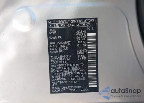 2016 Nissan Rogue Sv from USA, damaged, VIN KNMAT2MV1GP705663